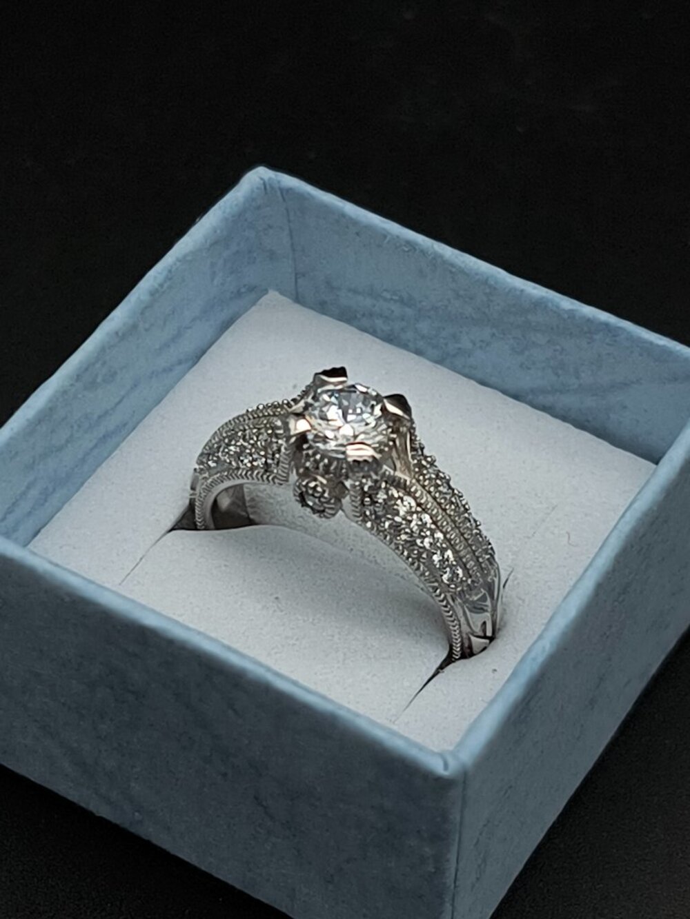 Sterling Silver 925 Faceted CZ Solitaire Engagement Style Ring - Picture 9 of 9